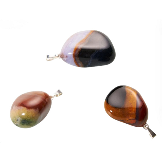 Sardonyx Troml-Anhänger Naturstein M, ca. 2,5 cm, Stein des Glücks und der Lebenskraft