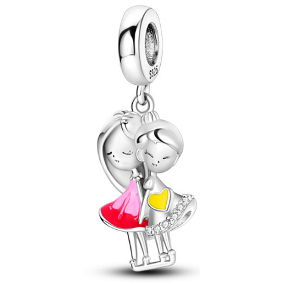 Sterling Silber 925 Sisters Forever, Beste Freunde 2in1 Familienarmband-Anhänger