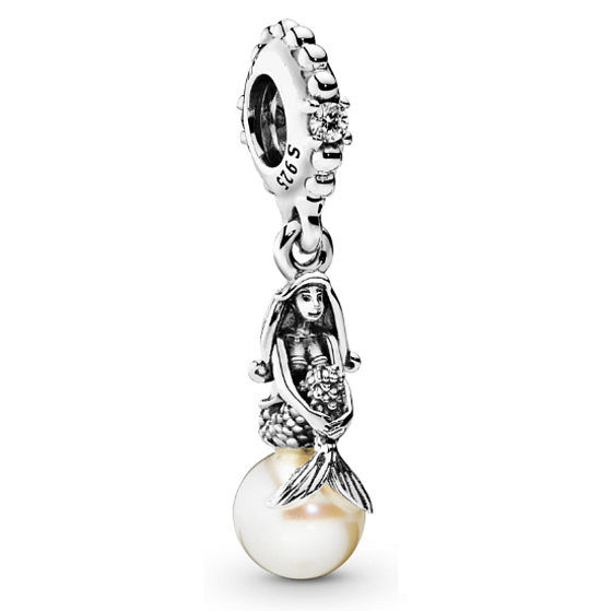 Sterling Silber 925 Kleine Meerjungfrau - Perle, Reise-Armband-Anhänger