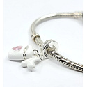 Sterling Silber 925 Airpods Kopfhörer mit rosa Herz, 2in1-Anhänger Armband Interessen