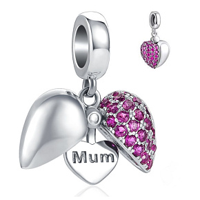 Sterling Silber 925 Herz aufklappbar I love you Mom, Familienarmband Anhänger