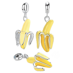 Charms Sterling Silber 925 Banane, Essen und Trinken Armband Anhänger