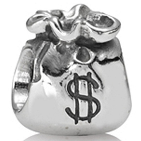 Sterling Silber 925 Geldtasche, Perle auf Armband Symbol