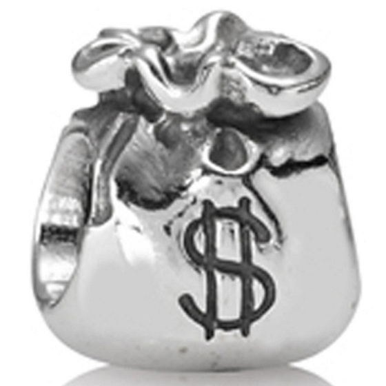 Sterling Silber 925 Geldtasche, Perle auf Armband Symbol