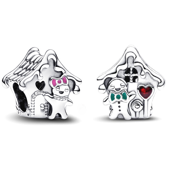 Charm Sterling Silber 925 Lebkuchenhaus - sweet home, Perle für Weihnachtsarmband