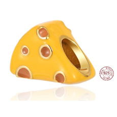 Charms Sterling Silber 925 Emmentaler - gestanzter Käse, Perle für Armband, Essen und Trinken