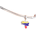Charm Sterlingsilber 925 Venezuela Flagge - schwingende Karte, Anhänger für Armband Reisen