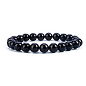 Achat schwarz matt Armband elastisch Naturstein, Kugel 8 mm / 16-17 cm, gibt Mut und Kraft