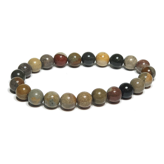 Jaspis Ocean Armband elastischer Naturstein, Kugel 8 mm / 16-17 cm, Stein der positiven Energie