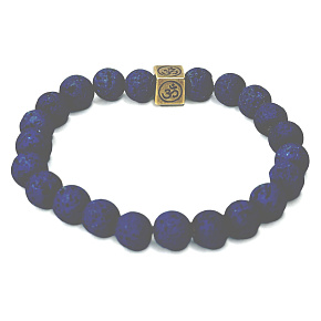 Lavastahl blau mit königlichem Mantra Om, Armband elastischer Naturstein, Kugel 8 mm / 16-17 cm, geboren aus den vier Elementen Lavastahl blau mit königlichem Mantra Om, Armband elastischer Naturstein, Kugel 8 mm / 16-17 cm, geboren aus den vier Elementen
