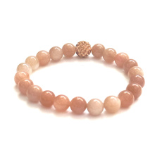 Sunstone Armband elastisch Naturstein, Perle 8 mm / 16-17 cm, verbirgt die Kraft der Sonne und Feuer