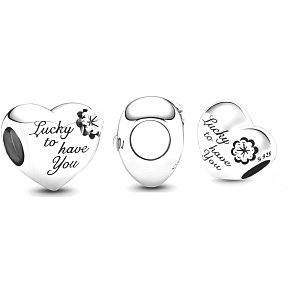 Charme Sterling Silber 925 Herz, Mutter, Klee, Perle auf Armband Familie