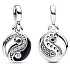 Charms Sterling Silber 925 Yin und Yang - Mini Medaillon Schimmernd, Anhänger Armband Symbol