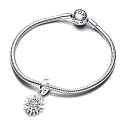 Sterling Silber 925 funkelnde Sonne Charme, Universum Armband Anhänger