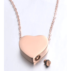 Urnen-Gedenkanhänger, Herz Roségold wasserdicht, Edelstahl
