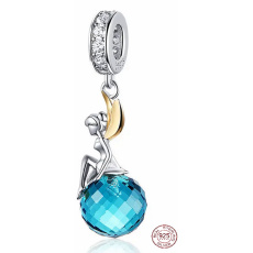 Charms Sterling Silber 925 Fee vom blauen Planeten, Feenarmband-Anhänger