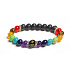 Chakra-Lava-Armband mit Royal-Mantra-Om-Armband elastischer Naturstein, Kugel 8 mm / 16-17 cm