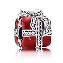 Charm Sterlingsilber 925 Geschenk rot - Überraschung mit Schleife, Perle für Armband Weihnachten