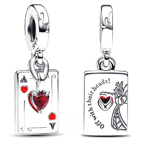 Charm Sterling Silber 925 Disney Alice im Wunderland 2-in-1 Herzkönigin, Anhänger für Märchenarmband