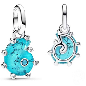 Charm Mořský šnek, imitace tyrkenit, přívěsek na náramek moře