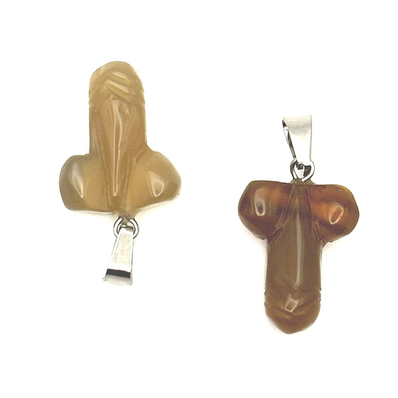 Karneol Penis zum Glücklichsein, Naturstein-Anhänger handgeschliffen ca. 11 x 22 mm, Teach us here and now