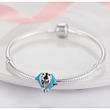 Charme Sterling Silber 925 Zwei Delphine, Perle auf Armband Tier