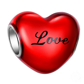 Charme Sterling Silber 925 Rotes Herz mit Aufschrift Love, Perle am Armband Love