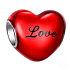 Charme Sterling Silber 925 Rotes Herz mit Aufschrift Love, Perle am Armband Love