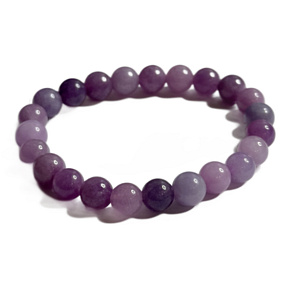 Turmalin levandulový náramek elastický přírodní kámen, kulička 8 mm / 16 - 17 cm, strážce domova a dobré nálady