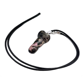 Rodonit Penis amulet pro plodnost, přívěsek přírodní kámen ručně broušený 3 cm, velký léčitel srdcí