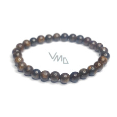 Bronzit-Armband elastischer Naturstein, Kugel 6 mm / 16 - 17 cm, hochschützender Stein