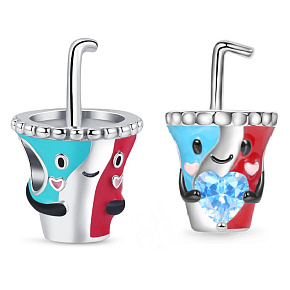 Charme Sterling Silber 925 Trinkbecher, Perle für Armband, Essen und Trinken