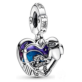Charms Sterling Silber 925 Disney Pixar Wall-E & Eve 2in1, Film Armband Anhänger Charms Sterling Silber 925 Disney Pixar Wall-E & Eve 2in1, Film Armband Anhänger