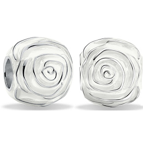 Charm Sterlingsilber 925 Weiße Rose in Blüte, Perle für Armband Natur