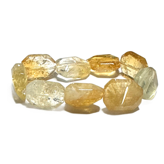 Citrin Armband elastisch poliert geschliffen aus Naturstein, ca. 4 cm / 17 cm AAA Qualität, Stein des Wohlstands, des Erfolgs