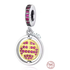 Charm Sterlingové stříbro 925 Orientální Shou, dlouhověkost, zlatý kruh života, přívěsek na náramek cestování Charm Sterlingové stříbro 925 Orientální Shou, dlouhověkost, zlatý kruh života, přívěsek na náramek cestování