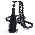 108 Mala Obsidian Halskette, Meditationsschmuck, Naturstein geknüpft, elastisch, Perle 8 mm, Rettungsstein
