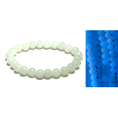 Jade Luminois Light Phosphoreszierend, blaues Leuchten im Dunkeln, Armband elastisch Naturstein, Perle 8 mm / 16 - 17 cm Jade Luminois Light Phosphoreszierend, blaues Leuchten im Dunkeln, Armband elastisch Naturstein, Perle 8 mm / 16 - 17 cm