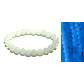 Jade Luminois Light Phosphoreszierend, blaues Leuchten im Dunkeln, Armband elastisch Naturstein, Perle 8 mm / 16 - 17 cm Jade Luminois Light Phosphoreszierend, blaues Leuchten im Dunkeln, Armband elastisch Naturstein, Perle 8 mm / 16 - 17 cm