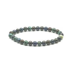 Azurit Armband elastisch Naturstein, Kugel 6 mm / 16 - 17 cm