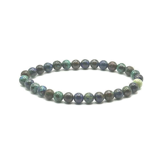 Azurit Armband elastisch Naturstein, Kugel 6 mm / 16 - 17 cm