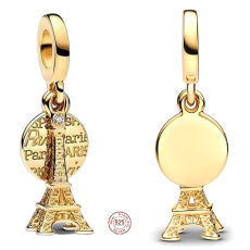 Charm Sterling Silber 925 Paris Eiffelturm 2in1, reise armband anhänger