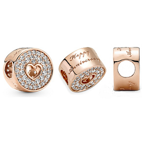 Charme Sterling Silber 925 Rose - Happy Anniversary, Stopper, Clip Bead Armband Liebe