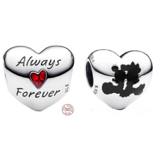 Charm Sterling Silber 925 Disney Mickey Mouse und Minnie Mouse - Herz - Für immer, Perle am Armband Liebe