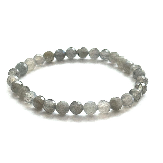 Labradorit Armband elastisch natürlich Fazet 6 mm/16 - 17 cm, Stein der Träume werden wahr