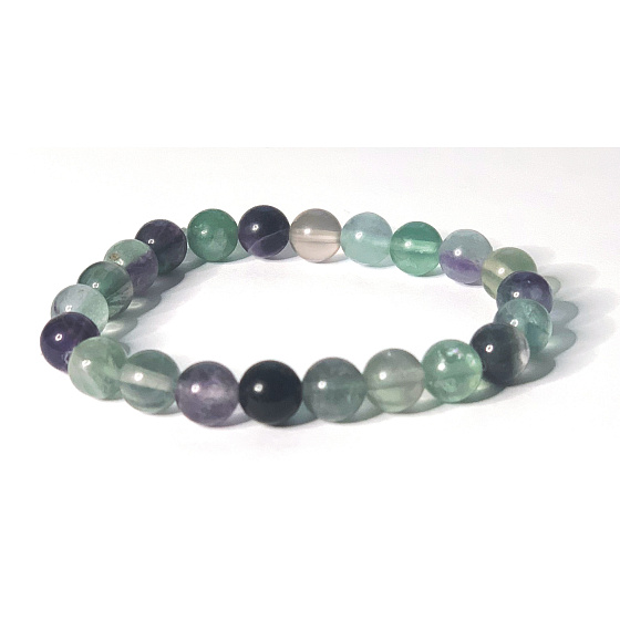 Fluorit grün-klar Armband elastisch Naturstein, Kugel 8 mm / 16-17 cm, genialer Stein