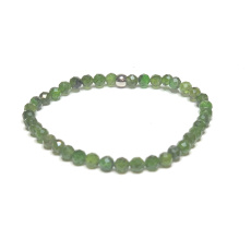 Diopsid-Facettenarmband elastischer Naturstein, Kugel 4 mm / 16 - 17 cm, Doppelreinigungsstein