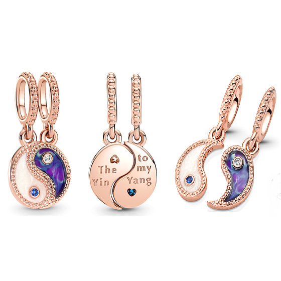 Sterling Silber 925 Yin & Yang, teilbar Anhänger Symbol