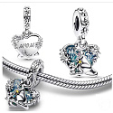 Sterling Silber 925 Disney Winnie the Pooh, Känguru + Känguru Mama, Familienarmband Anhänger