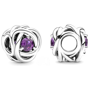 Charme Sterling Silber 925 Unendlicher Kreis der Ewigkeit Februar lila, Perle für Armband
